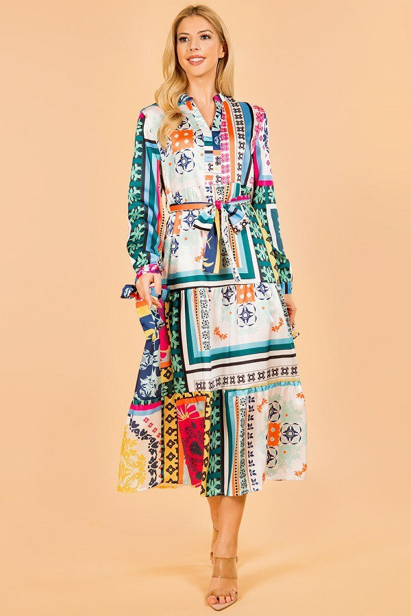 Patch Pattern Maxi Dress