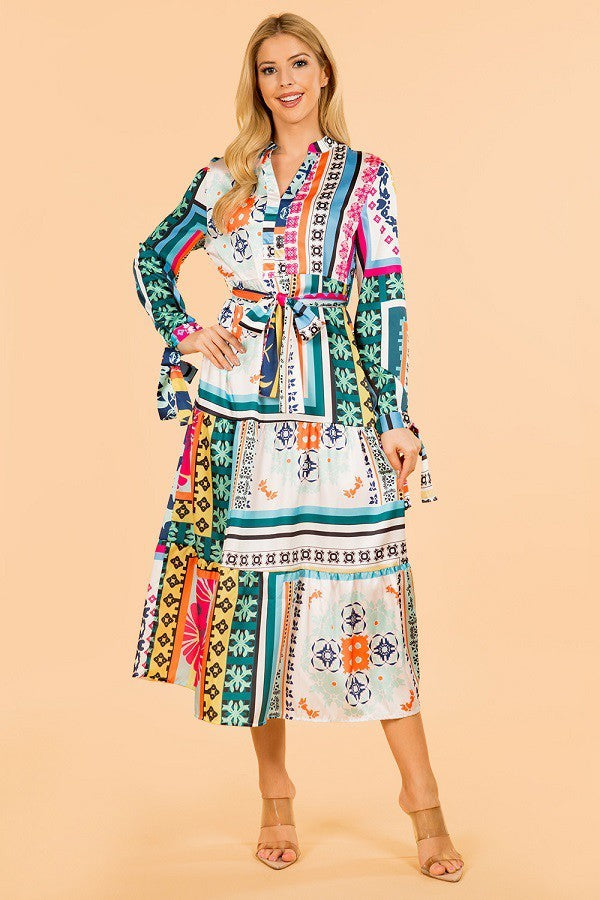 Patch Pattern Maxi Dress