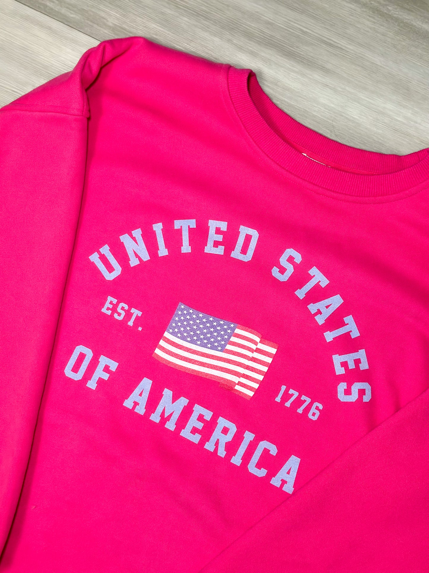 Hot Pink USA Crewneck