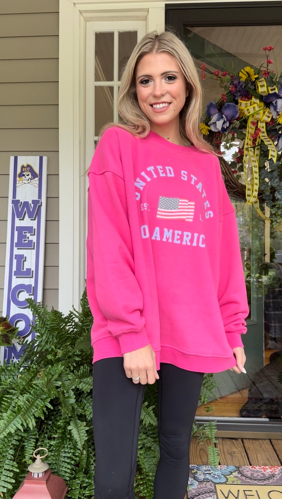 Hot Pink USA Crewneck