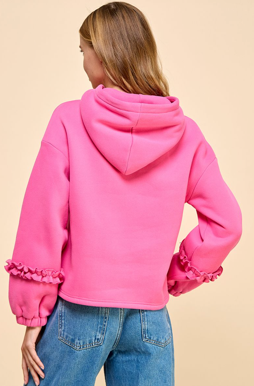 Pink Ruffle Hoodie