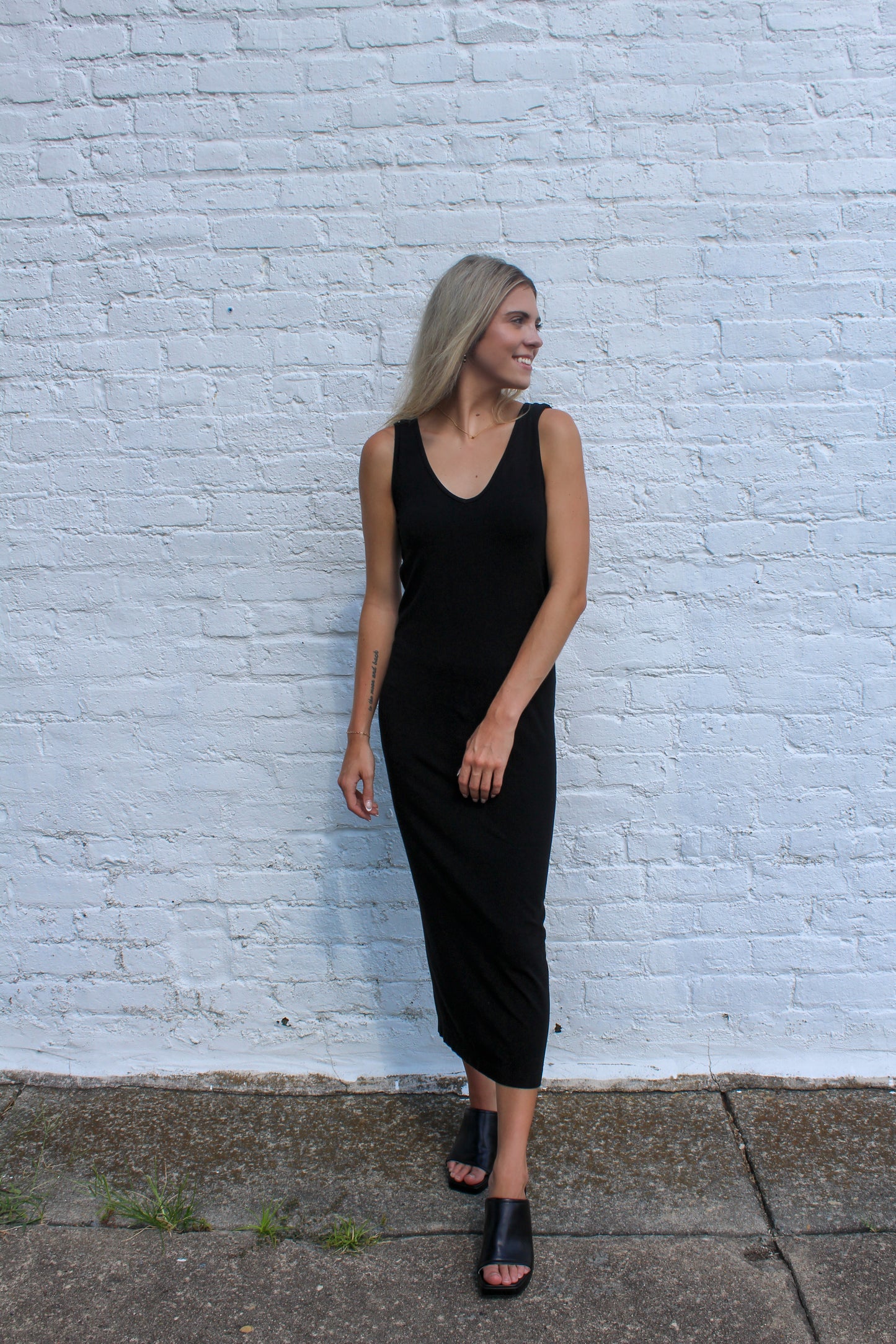Black Reversible Midi Dress