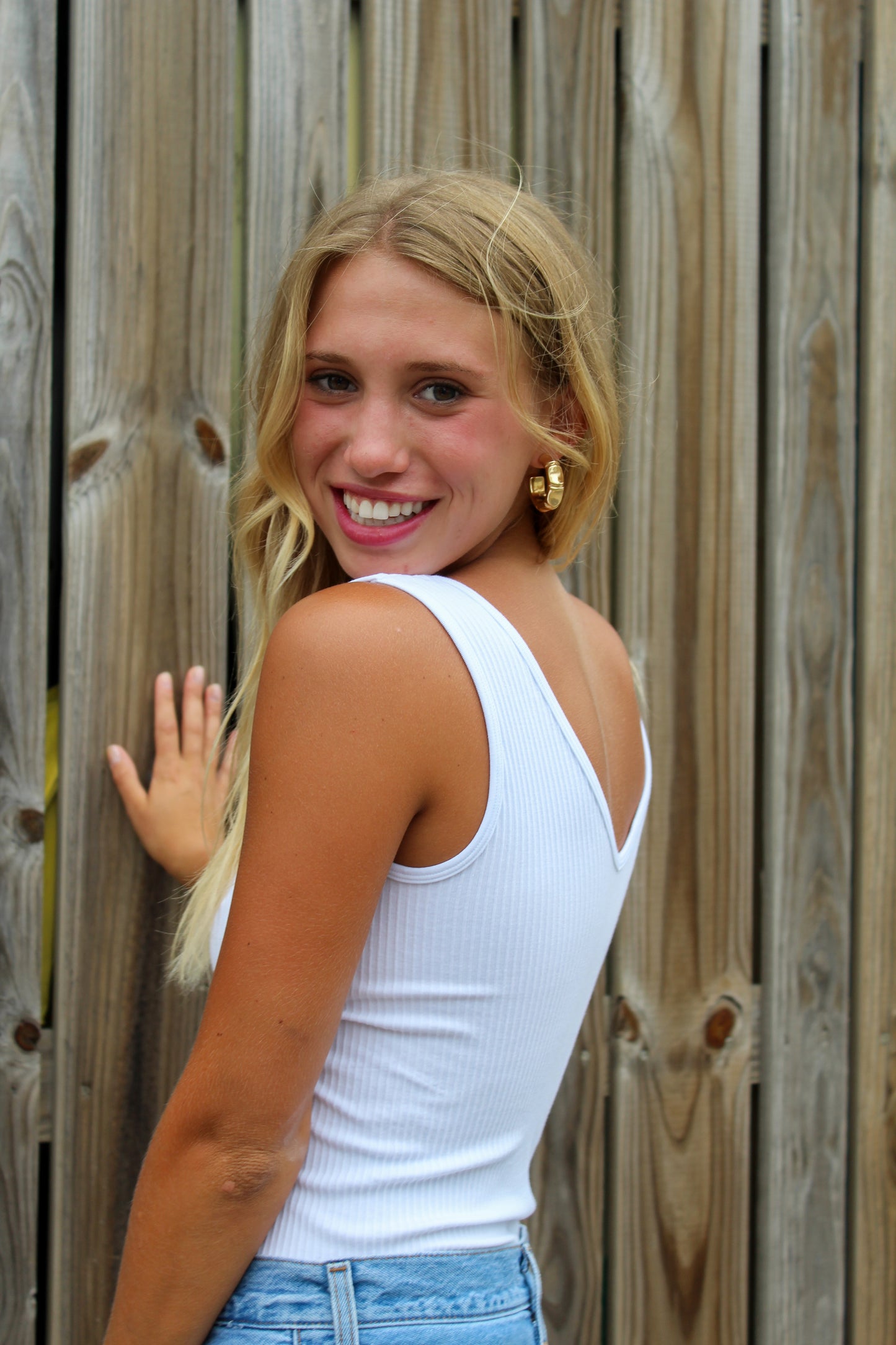 White Ribbed Reversible Tank