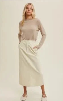 Corduroy Cream Skirt