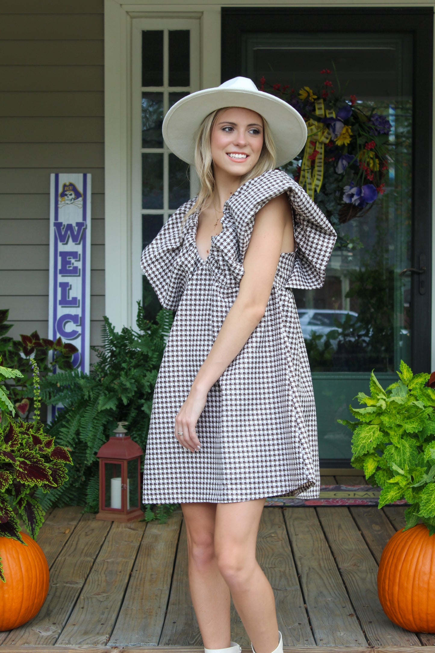 Ruffled Checkered Mini Dress