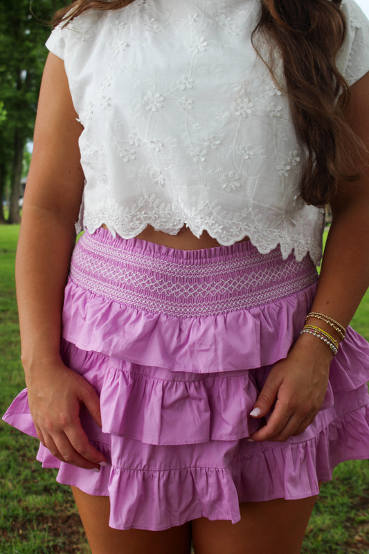 Lavender Ruffle Mini Skort