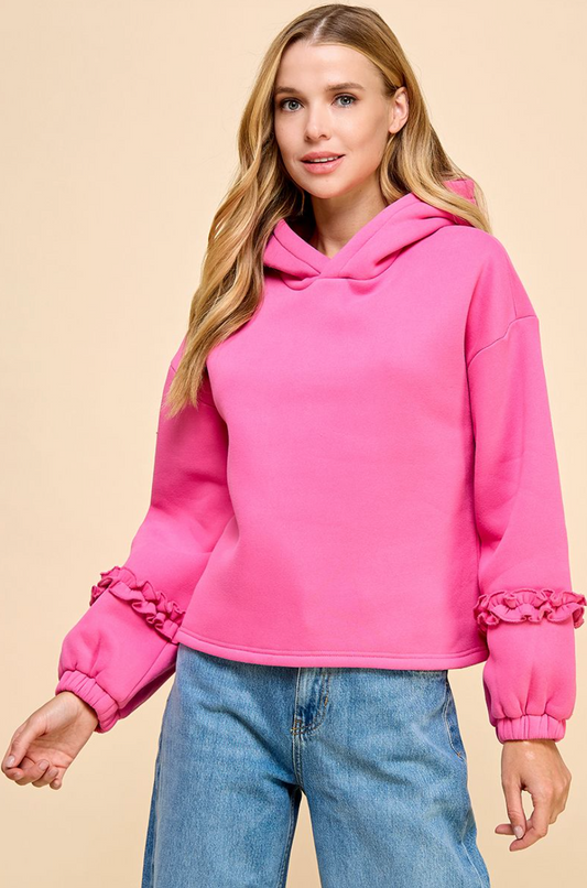 Pink Ruffle Hoodie