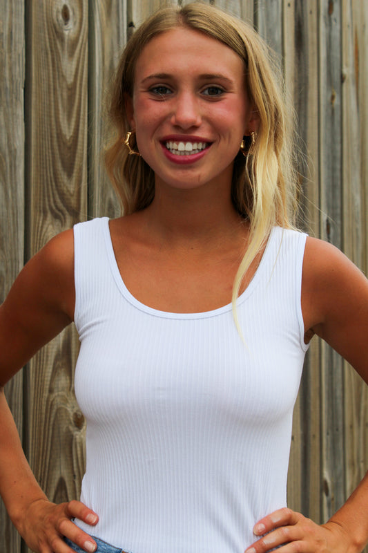 White Ribbed Reversible Tank